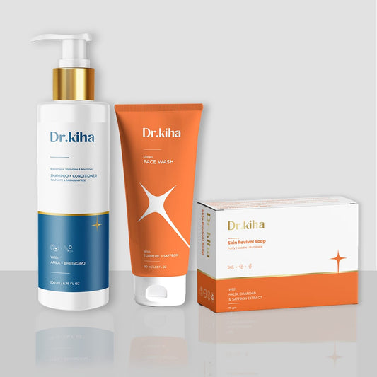 Dr kiha ( Shampoo & Conditioner + ubtan face wash + Skin revival soap )