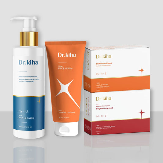 Dr. Kiha Face wash + Shampoo & conditioner + skin revival soap + brightening soap